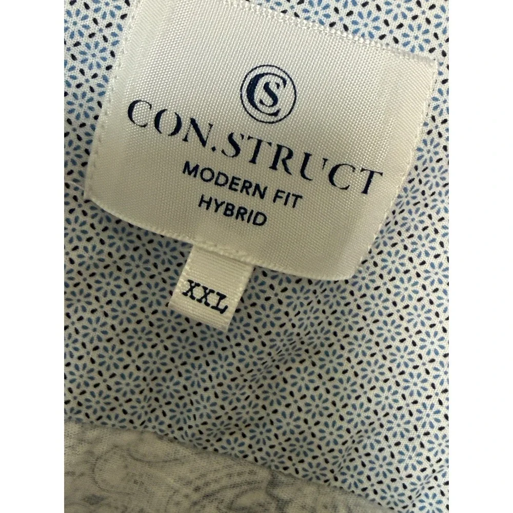 CON.STRUCT Men's XXL Modern Fit Hybrid Blue White Paisley Button Shirt